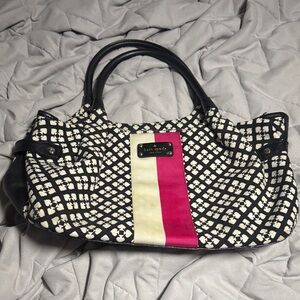 Kate Spade Black and Cream Shoulder Bag with Pink Accent
